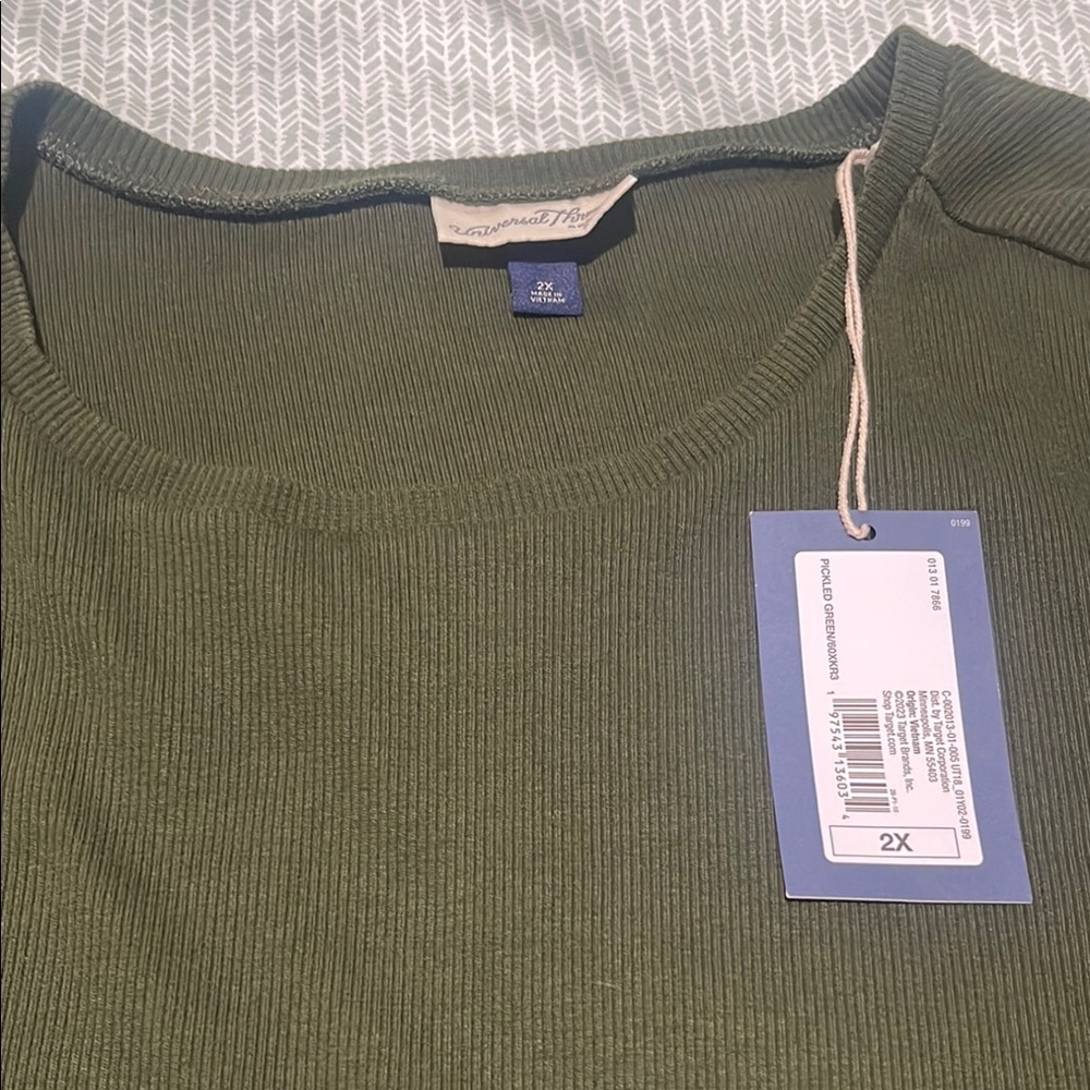Universal Thread Green Crewneck Ribbed Sweater